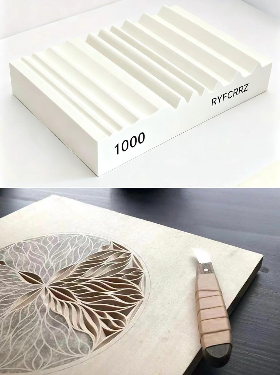 RYFCRRZ Whetstones Wood Carvers Sharpener Wood Carving Chisel Tools Knife Gouge Sharpening Stones System Handy Multifunctional Little Wet Stone Waterstone with Multiple Grooves 1000 Grit
