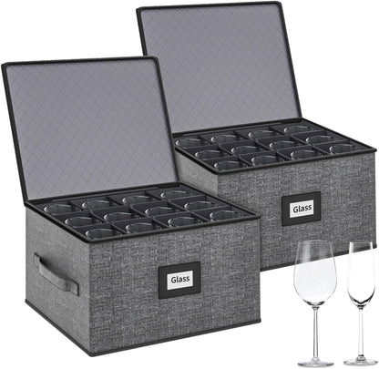 Aokeyee 2-Pack Silverware Storage Box, Sturdy Flatware Organizer with 5 Compartments & Adjustable Dividers, Utensil Case with Clear Lid & Handle for Knives, Forks & Spoons, Gray