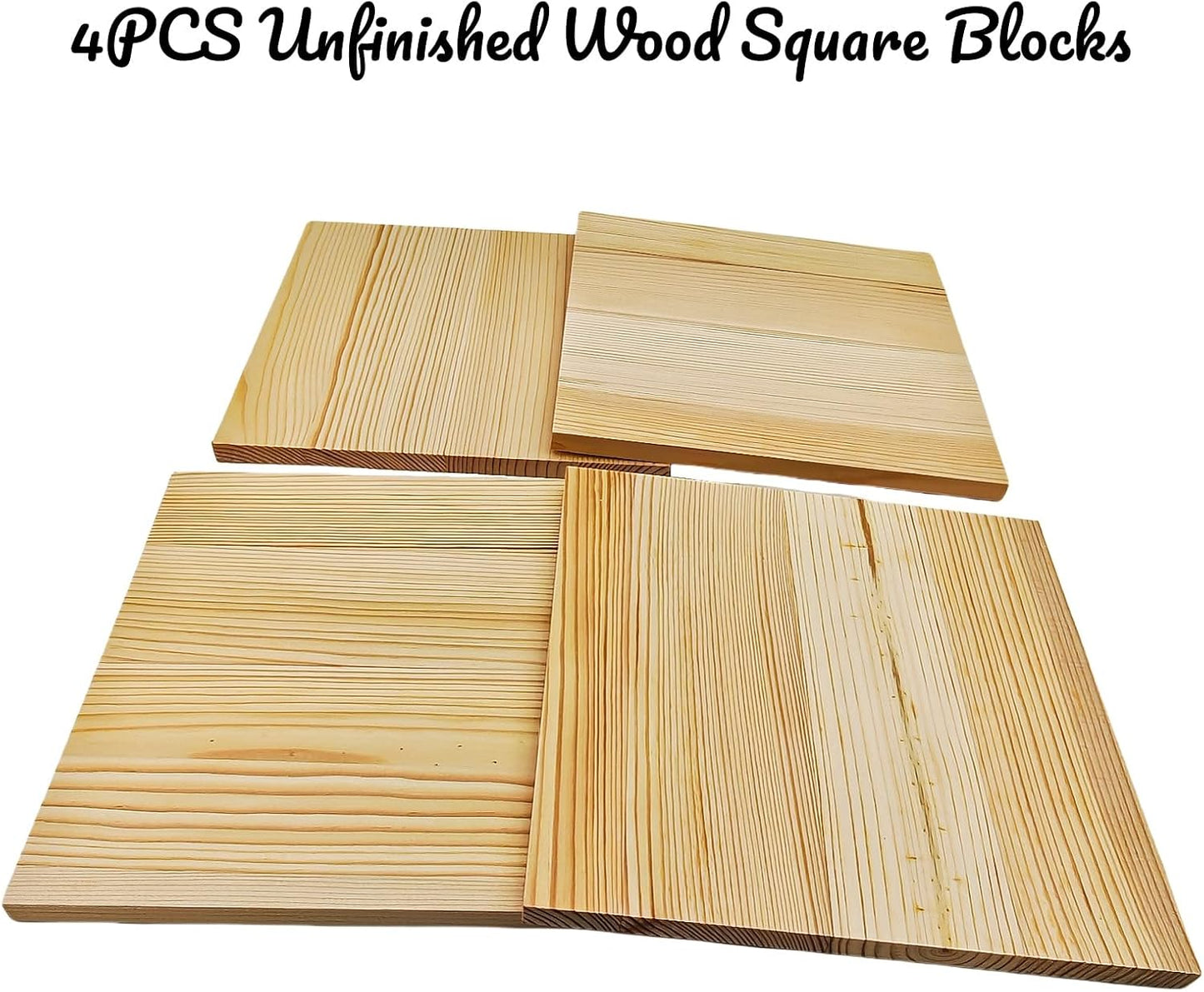 6PCS Unfinished Wood Square Blocks for Crafts, 6x6x1in Blank Wooden Squares Pine Wood Boards for Carving,DIY Wood Coasters,Painting & Burning