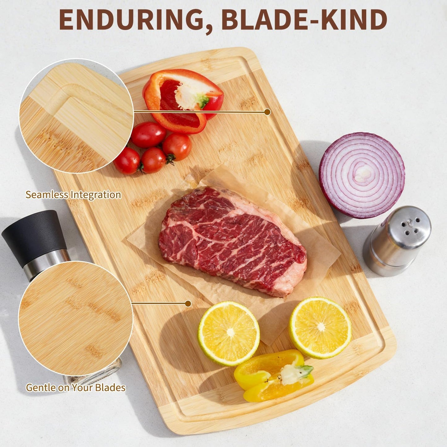Bamboo Cutting Board 16x10x1 inch with Juice Groove - Bamboo Cutting Board, Charcuterie Board, Butcher Block, Non Plastic Wooden Chopping Board
