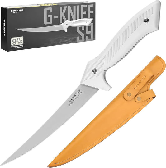 GOMEXUS Fillet Knife - 7-9" Filet Knives For Fish - Razor Sharp Boning Knife - Saltwater and Freshwater Fishing - ultra elasticity | G10 Non Slip Grip | Corrosion Resistant