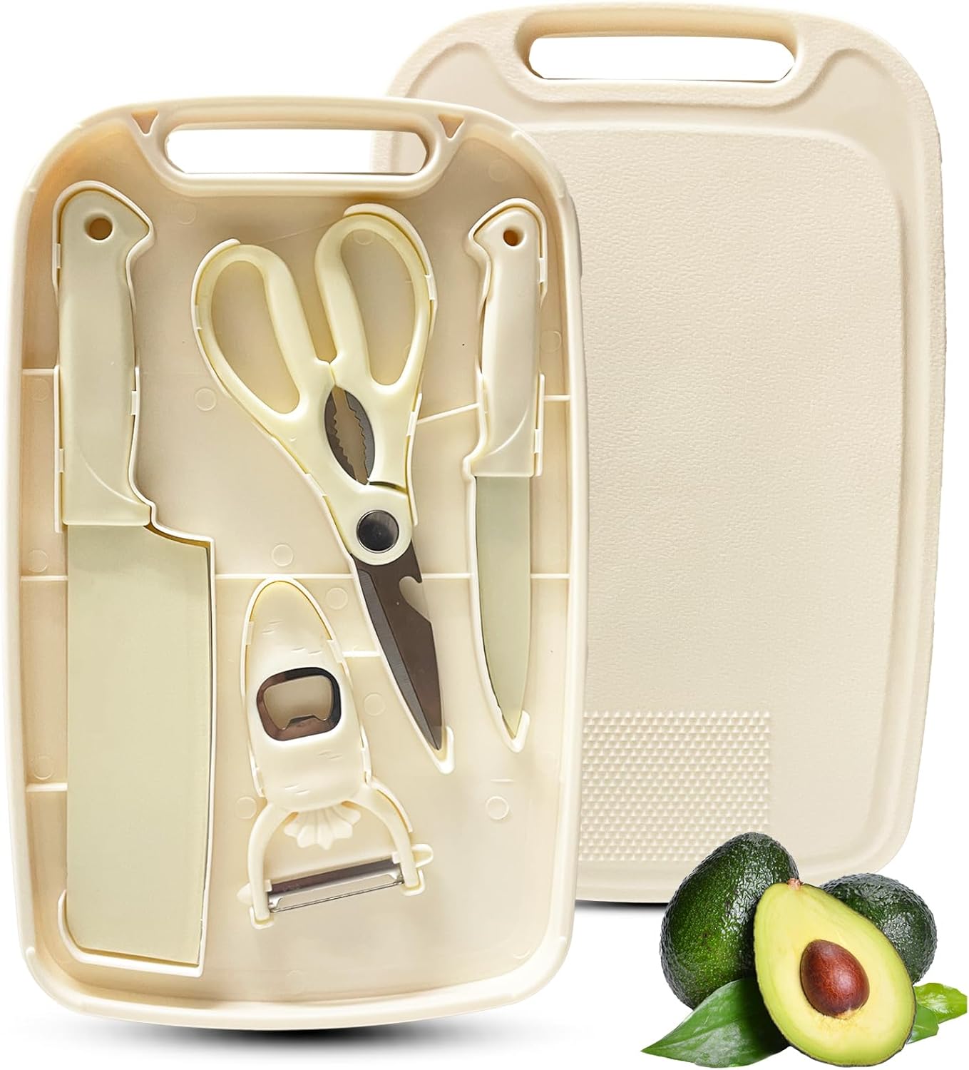 Knife and Cutting Board Set, 5 In1 Travel Small Cutting Boards with Knife Camping Essentials for Travel College(Green)
