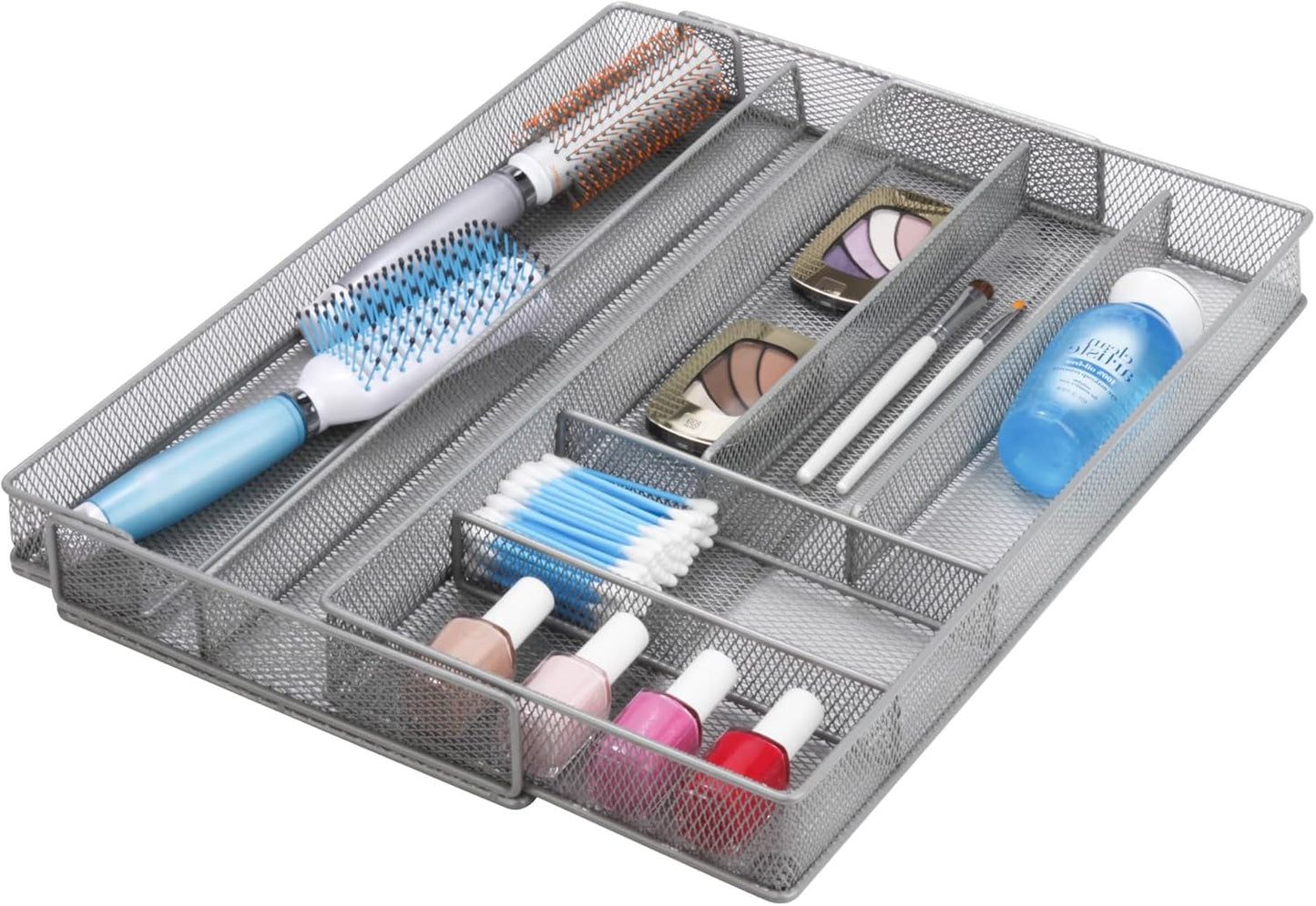 Honey-Can-Do KCH-02163 Steel Mesh 7-Compartment Expandable Utility Drawer Organizer, Silver