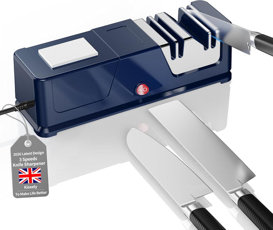 Electric knife sharpener, Professional Diamond Sharpening System with Replaceable Sharpening Abrasives, Fast Sharpening to Restore & Polish Chef Knives (HA1)