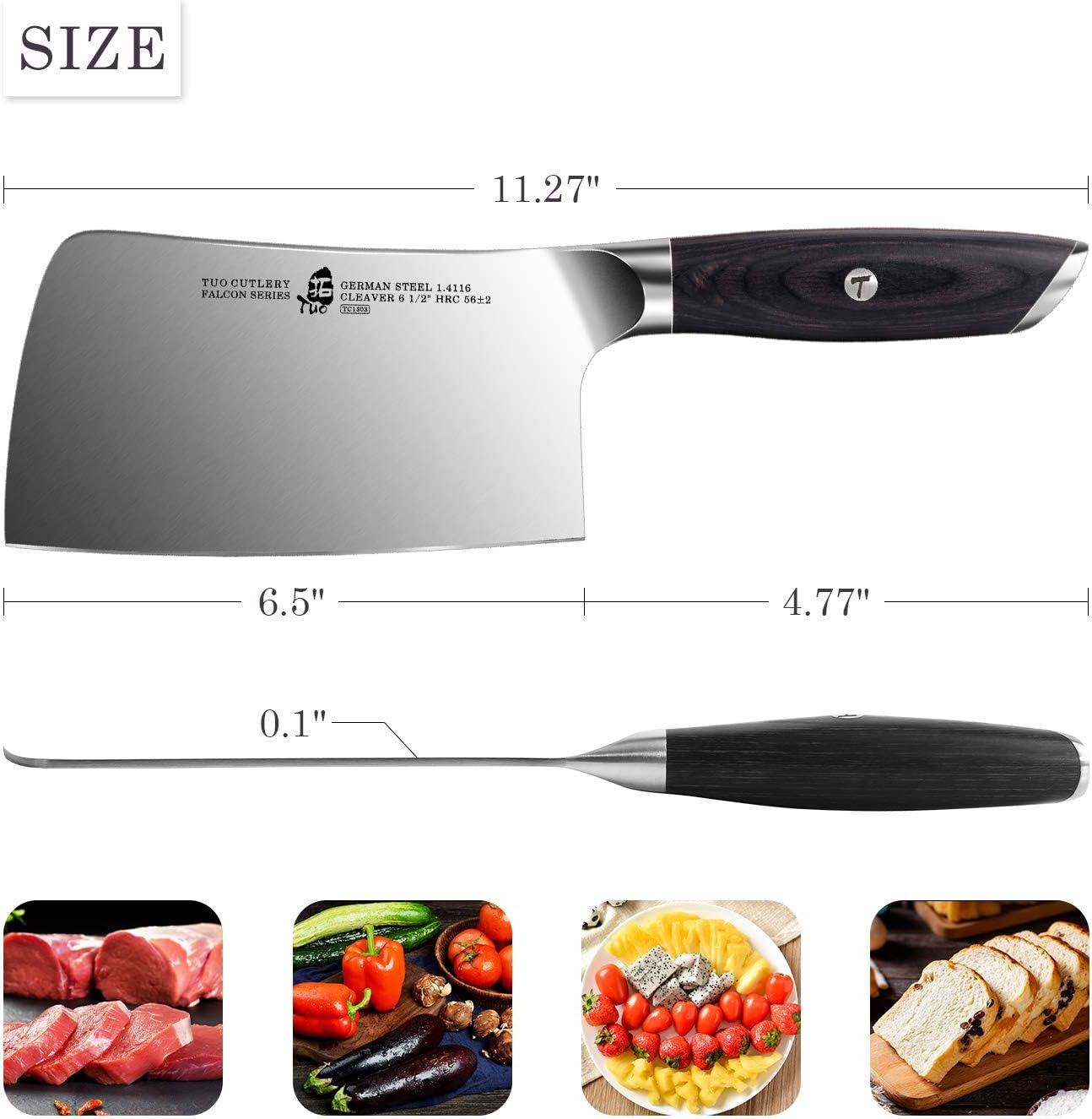 TUO Knife Sharpener Rod, 8 Inch Honing Rod for Kitchen Knife Sharpening, Professional Sharpening Steel with Ergonomic Pakkawood Handle, High Carbon German Steel, Falcon Series