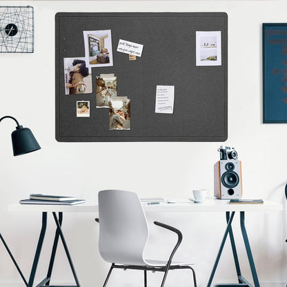 Lightomorrow Bulletin Board, 36 x 24 inches Felt Board - Decorative Pin Board, Cork Board Alternative for Wall, 3' x 2' Foldable Self-Adhesive Vision Board Prayer Board with 20 Pushpins - Black