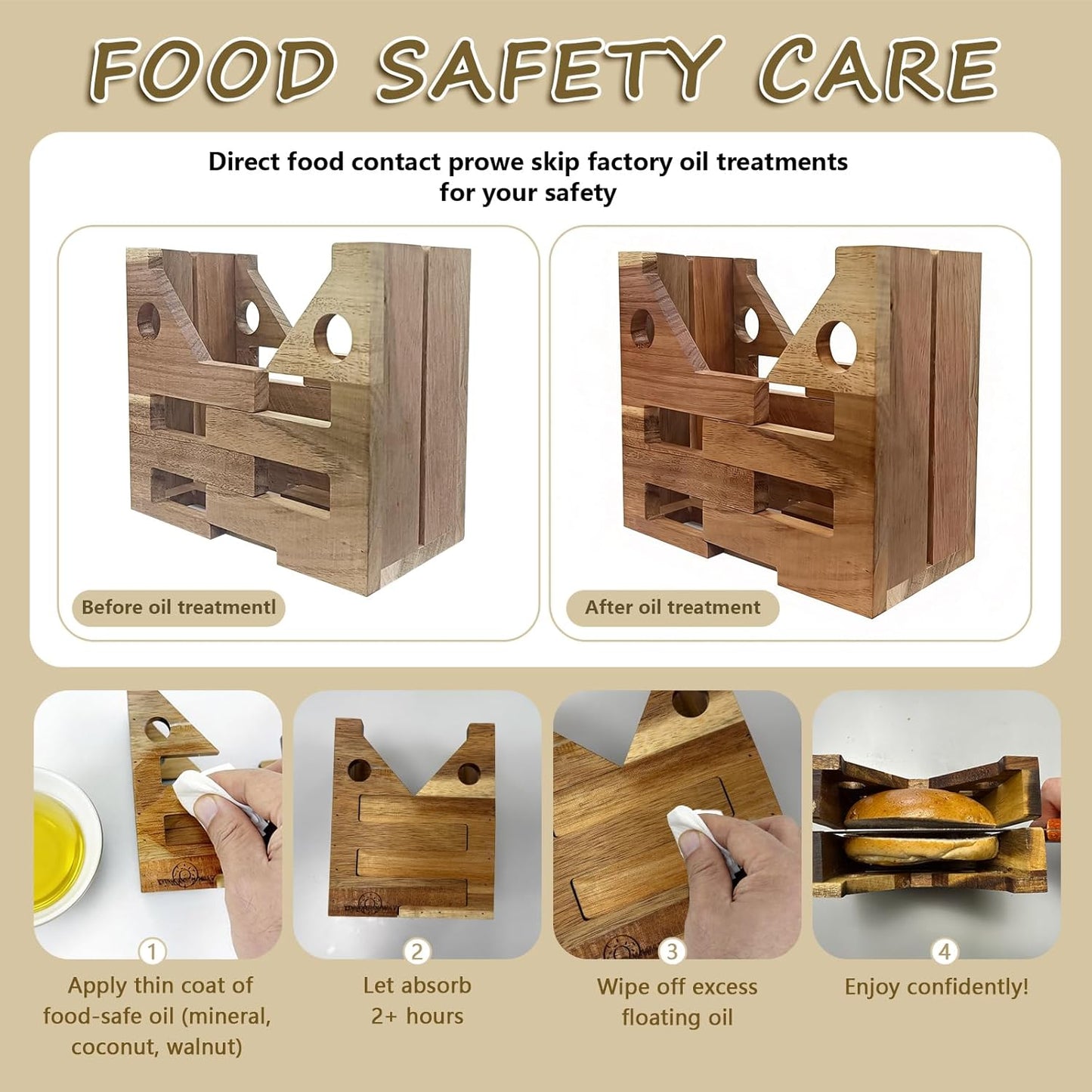 Adjustable Size Bagel Slicer For Small And Large Bagels, Acacia Wood Bagel Slicer Holder For Slicing Bagel Burger Buns English Muffins Biter Guillotine Slicer For Home Coffee Shop (No Knife)