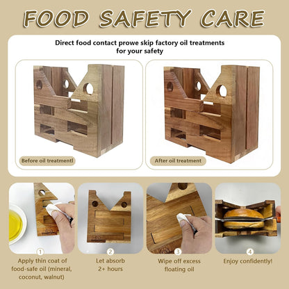 Adjustable Size Bagel Slicer For Small And Large Bagels, Acacia Wood Bagel Slicer Holder For Slicing Bagel Burger Buns English Muffins Biter Guillotine Slicer For Home Coffee Shop (No Knife)