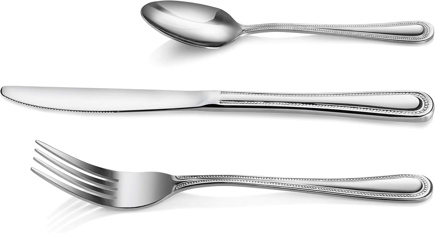New Star Foodservice 58505 Bead Pattern 18/0 Stainless Steel, Oyster Fork 6-Inch Set of 12