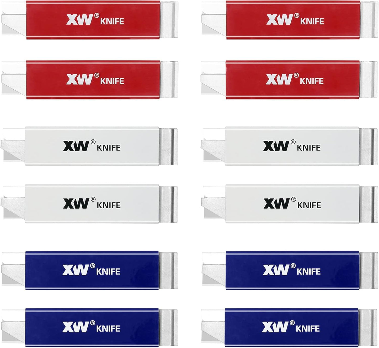 XW Handy Safety Box Cutters, Auto-retractable Razor Blade Carton Cutter for Opening Packages, 10-Pack