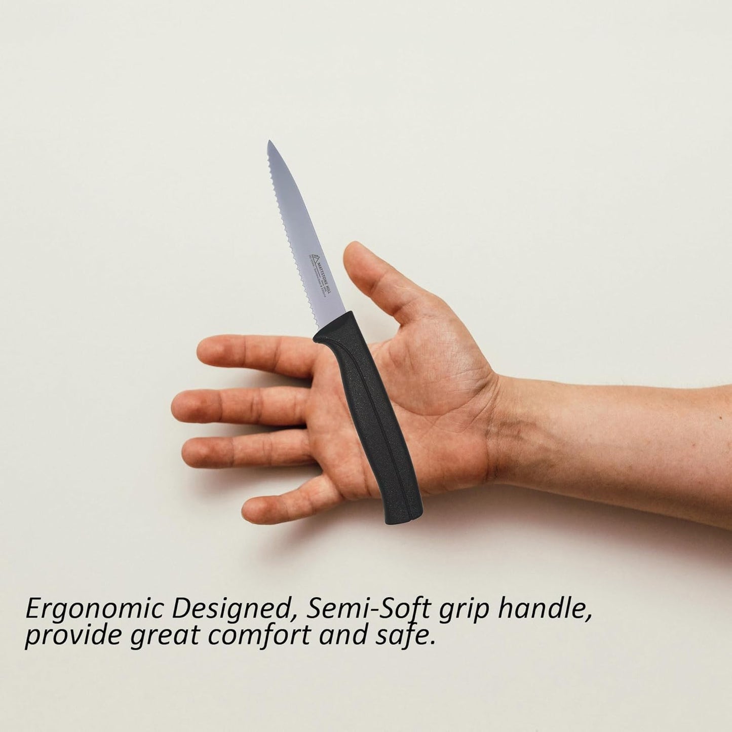 Kitchen Utility Knife - MATTSTONE HILL 4 Inch Paring Knife, Small Fruit & Vegetable Knife, Premium German Stell Blade, Black Handle