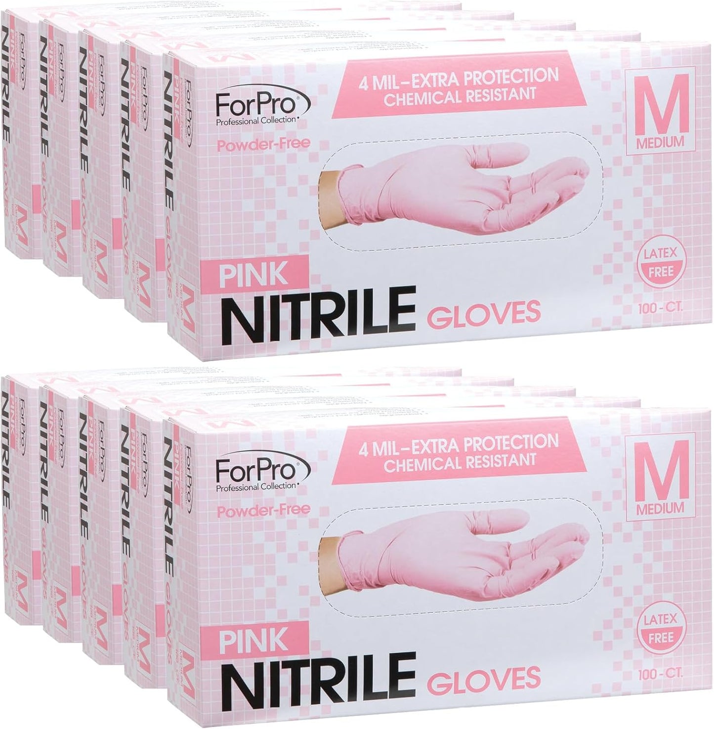 ForPro Disposable Nitrile Gloves, Chemical Resistant, Powder-Free, Latex-Free, Non-Sterile, Food Safe, 4 Mil
