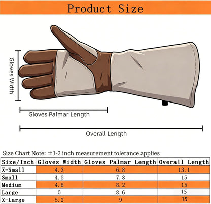 Leather Welding Gloves for Men,Long Sleeve Fireproof and Heat Resistant Mitts for Firefighting,Fireplace,Oven,Baking,BBQ,Stove,Pot Holder,Yard Work Thorn Proof (Brown Medium)