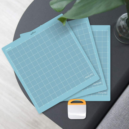 REALIKE 12x12 Lightgrip Cutting Mat Compatible with Cricut Maker 3/Maker 4/Maker/Explore 3/4/Air 2/Air/One(3 Mats), Gridded Adhesive Non-Slip Cut Mat for Crafts, Quilting, Sewing and All Arts