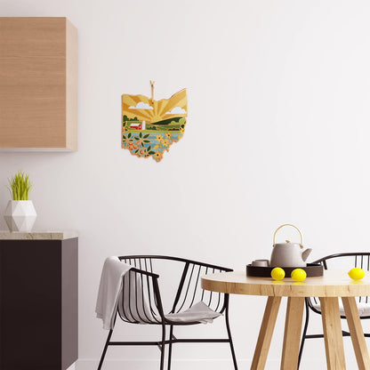 Totally Bamboo North Carolina State Shaped Cutting Board and Charcuterie Serving Platter with Artwork by Summer Stokes, Includes Hang Tie for Wall Display 18" x 8" x 5/8" - Colors B