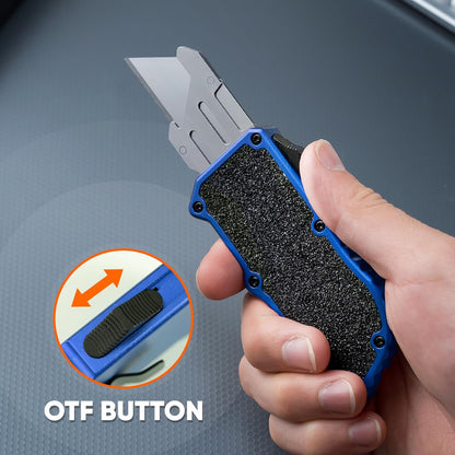 XXV Aluminum Alloy Utility Knife, Box Cutter,Cute Heavy Duty Pocket Knife, Safety Replaceable Blade EDC Razor Knives with 10Pcs Replaced Blades,Black