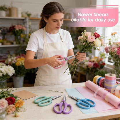 4PCS Flower Scissors, Stainless Steel Floral Scissors, Garden Pruning Shears with Comfort Grip Handle, Perfect for Arranging Flowers, Pruning, Trimming Plants, Gardening Tool