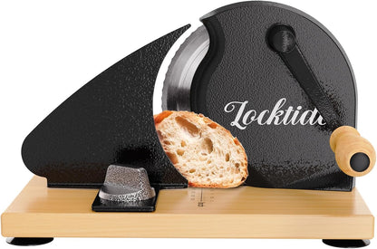 Upgrade Manual Bread Slicer for Homemade Sourdough - Adjustable Thickness & Evenly Slice, Bread Slicer with Scale Lines, Hand Crank, Suction Cups and Bread Guide for Sandwiches, Toast, Bagel, Baguette