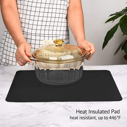 Gartful 25“x17”x0.03“ Silicone Mats for Kitchen Counter, Large Silicone Countertop Protector, Nonskid Heat Resistant Desk Saver Pad, Multipurpose Mat, Placemat, Dark Gray