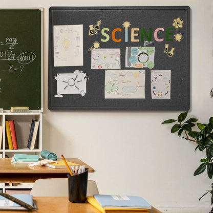Lightomorrow Bulletin Board, 36 x 24 inches Felt Board - Decorative Pin Board, Cork Board Alternative for Wall, 3' x 2' Foldable Self-Adhesive Vision Board Prayer Board with 20 Pushpins - Black