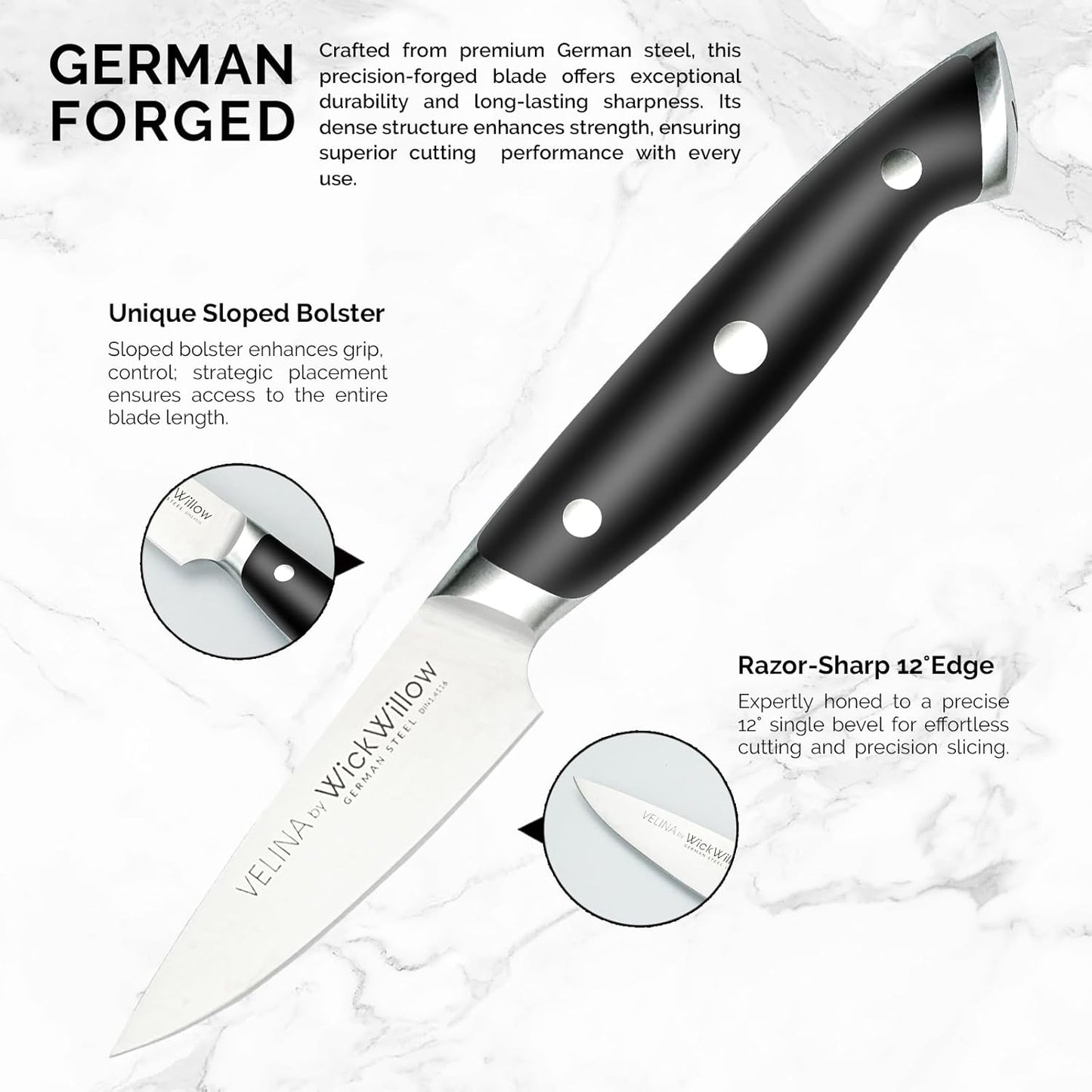 WICKWILLOW 10" Bread Knife – Razor Sharp German Steel – Serrated Knife for Homemade Bread & Sourdough – Full Tang & Ergonomic Handle – Gift Box – Velina Series