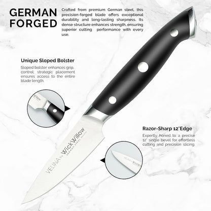 WICKWILLOW 10" Bread Knife – Razor Sharp German Steel – Serrated Knife for Homemade Bread & Sourdough – Full Tang & Ergonomic Handle – Gift Box – Velina Series