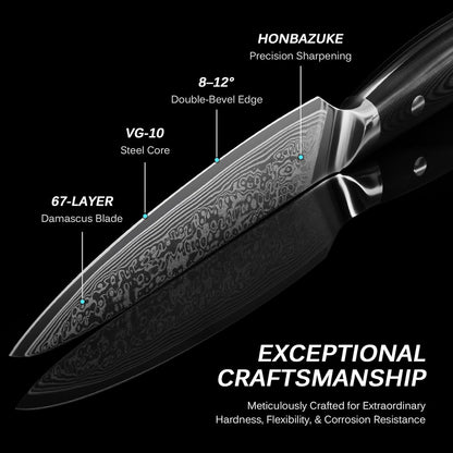KYOKU Chef Knife - 8"- Shogun Series Japanese Style VG10 Steel Core Hammered Damascus Blade Kitchen Knife - with Sheath & Case