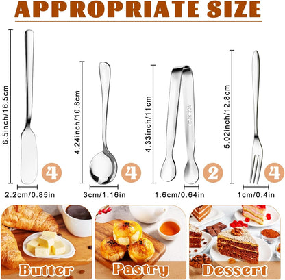 Cheese Butter Spreader Knife Set Charcuterie Accessories Charcuterie Boards Accessories Charcuterie Utensils Stainless Steel Spreader Knives Small Serving Tongs Mini Forks and Spoons for Pastry Making