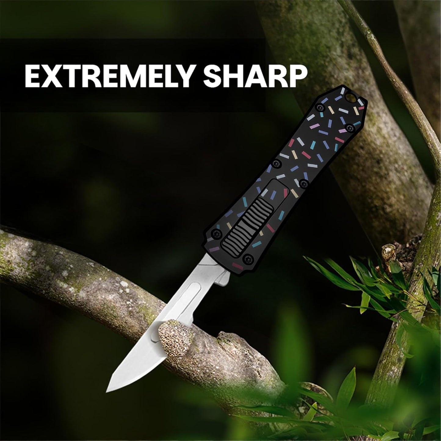 Automatic Utility Knife,All Metal Construction Carbon Stainless Steel Blade,Box Cutter Quick Change Retractable,EDC Push Button with Clip,10PCS #23 Blades Replacement,Stars&Stripes
