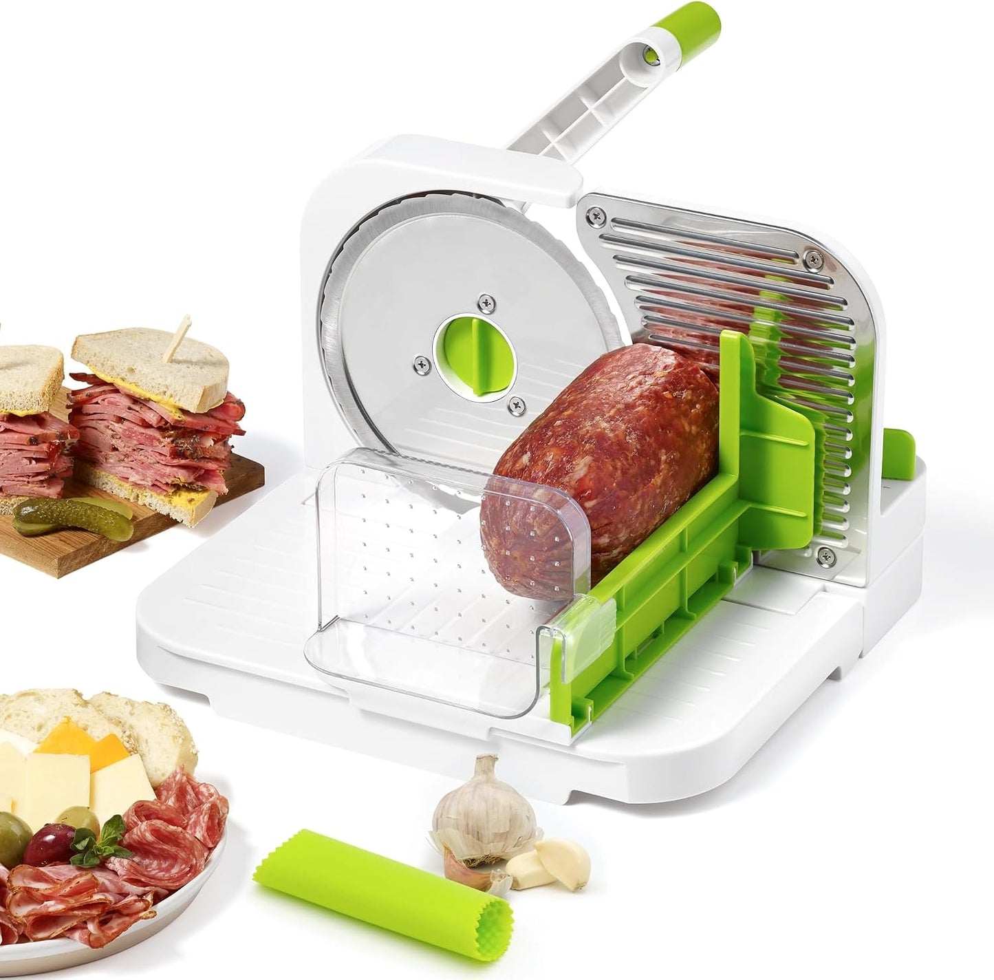 Starfrit Deli Slicer, Slices Meat, Cheese, Bread, 6.5" Stainless Steel Blade, Adjustable Thickness Knob, Nestable for Easy Storage, 2-in-1 Fruit and Vegetable