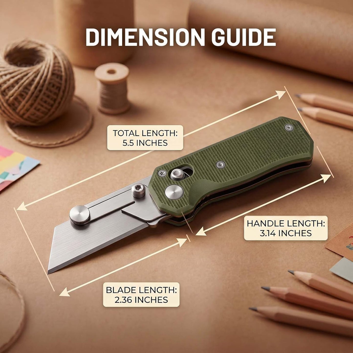 Folding Utility Knife, Pocket Knife, Box cutter Knife with Pocket & Rail Lock, Durable Razor Knife for Home Office Warehouse Everyday Carry, Gift for Men Women（Black）