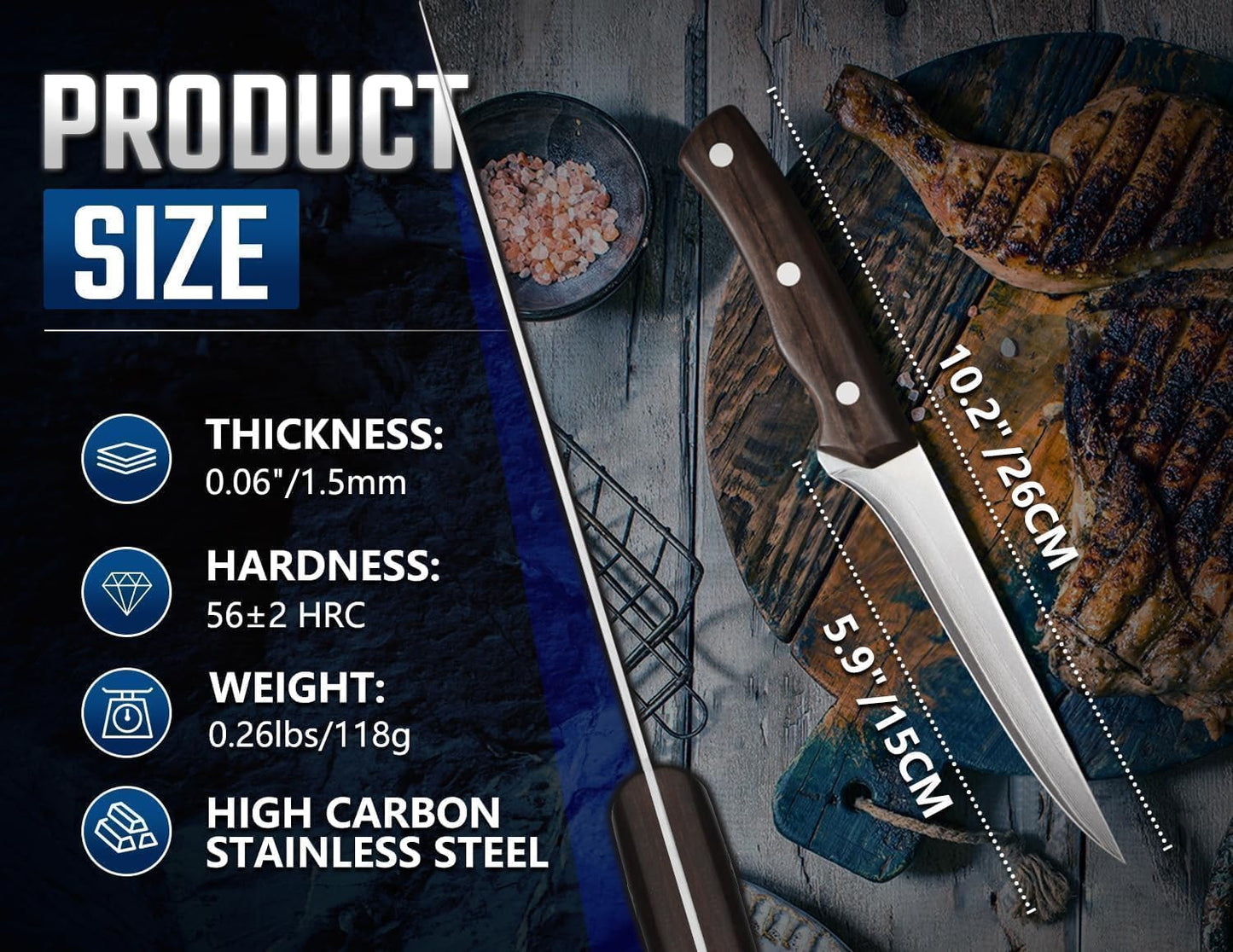 Dream Reach Boning Knife for Meat Cutting 5.2 inch Japanese VG10 Steel Core Deboning Knife for Butchering-Razor Sharp Damascus Fillet Knives for Kitchen Outdoor (Rose Series)