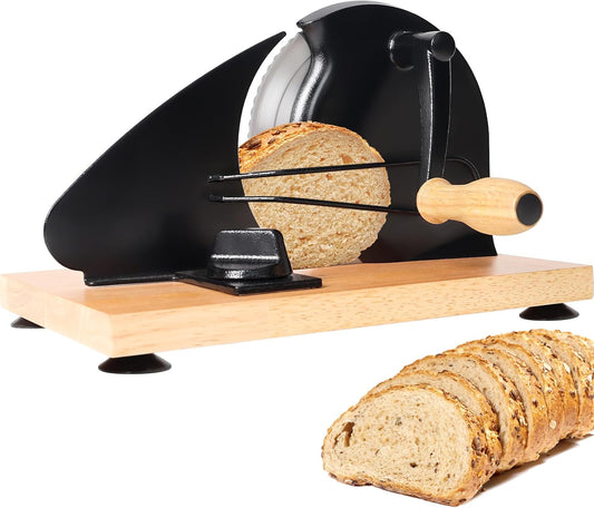 Manual Bread Slicer for Homemade Bread,Even Slicing Thickness-Adjustable Slices,Sourdough Slicer with Scale Lines&SuperStrong SuctionCup Fixation (Cream-Guide)