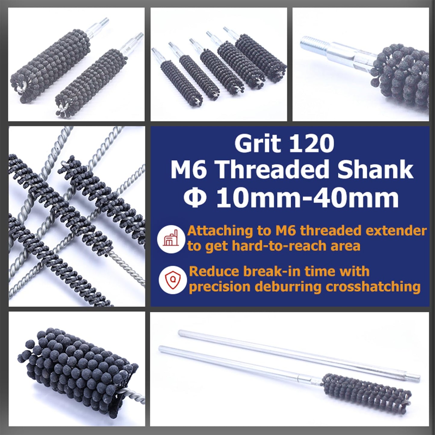 Garhgi 1-3/8" (35mm) Cylinder Honing Brush, 240 Grit Silicon Carbide Nylon Hone Tool, for Engine Cylinder Bore Deburring Finishing Deglazing Cleaning on Metals Steel Cast Iron