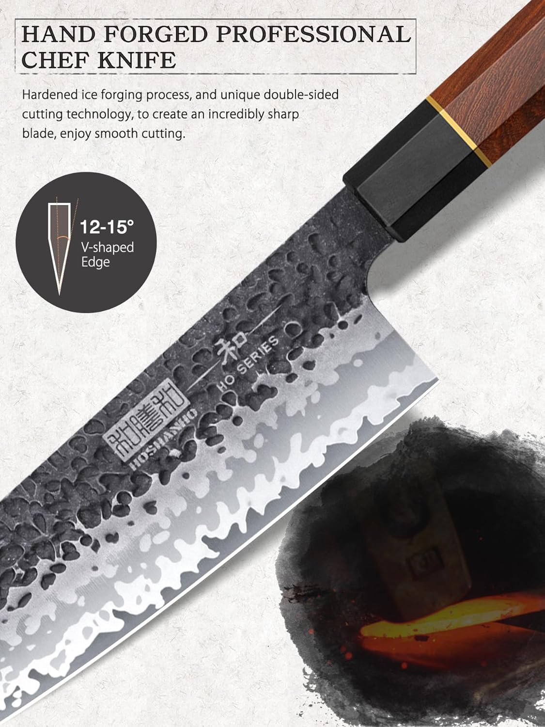 HOSHANHO 5 Pieces Knife Set, Japanese High Carbon Steel Kitchen Knife Sets, Professional Ultra Sharp Chef Knives Set with Ergonomic Rosewood Handle