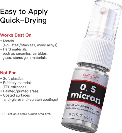 2 Micron Diamond Emulsion, 0.34 FL OZ 10 ML Diamond Stropping Compound for Knife Sharpening Leather Strops, Wool Pads & Polishing Cloths, Suspension for Knives, Tools, Metal, Glass, Ceramic & Stone
