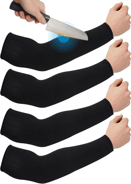 Geyoga 2 Pairs Arm Sleeves Guards Arm Protectors for Thin Skin and Bruising Protective Cut Resistant Sleeves for Men Women(Large,Hppe,Black, Gray)
