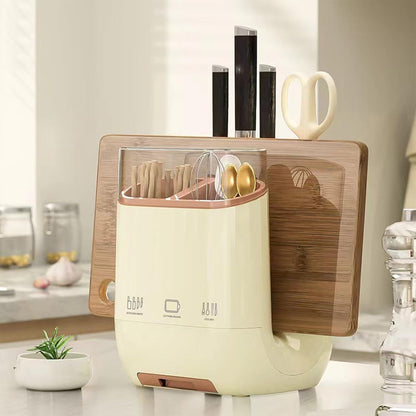 Yimerlen Universal Knife Block, Stainless Steel Universal Knife Holder Block Without Knives, Modern Kitchen Knife Storage Organizer for Countertop (Beige)