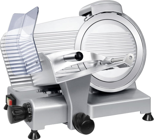 Meat Slicer Machine for Home Use - Deli Slicer with 7.5" Stainless Steel Blade, 1-15mm Adjustable Thickness, Electric Food Slicers for Meat, Ham, Bread, Cheese, Easy to Clean (Silver)
