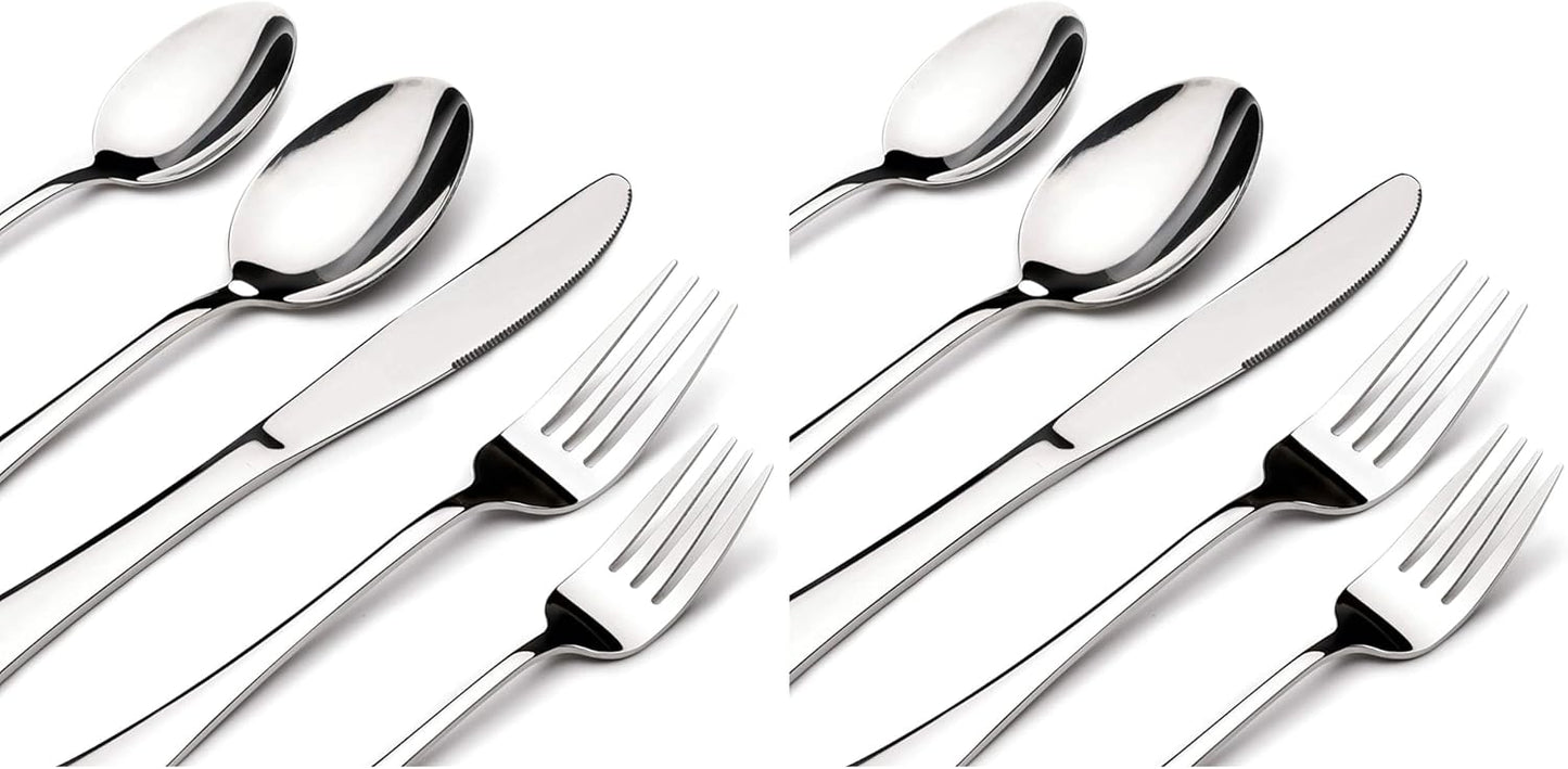 Silverware Set for 8, 40 Piece Heavy Duty Stainless Steel Flatware Utensils Cutlery Set Including Steak Knife Fork and Spoon, Dishwasher Safe, Gift Package for Wedding Housewarming