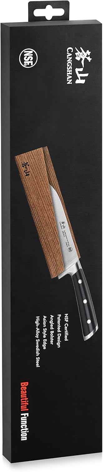 Cangshan TS Series 1020687 Swedish 14C28N Steel Forged 7-Inch Santoku Knife and Wood Sheath Set