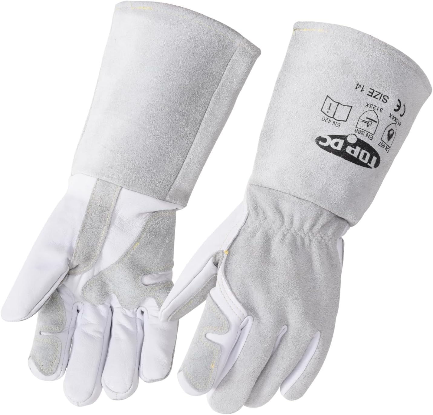 TOPDC Welding Gloves 16 Inches 932℉ Fire/Heat Resistant Leather Welding Gloves For Mig, Tig, Stick, Forge, BBQ, Grill, Fireplace, Wood Stove, Furnace, Oven, Animal Handling for Safe, Loving Pet Care