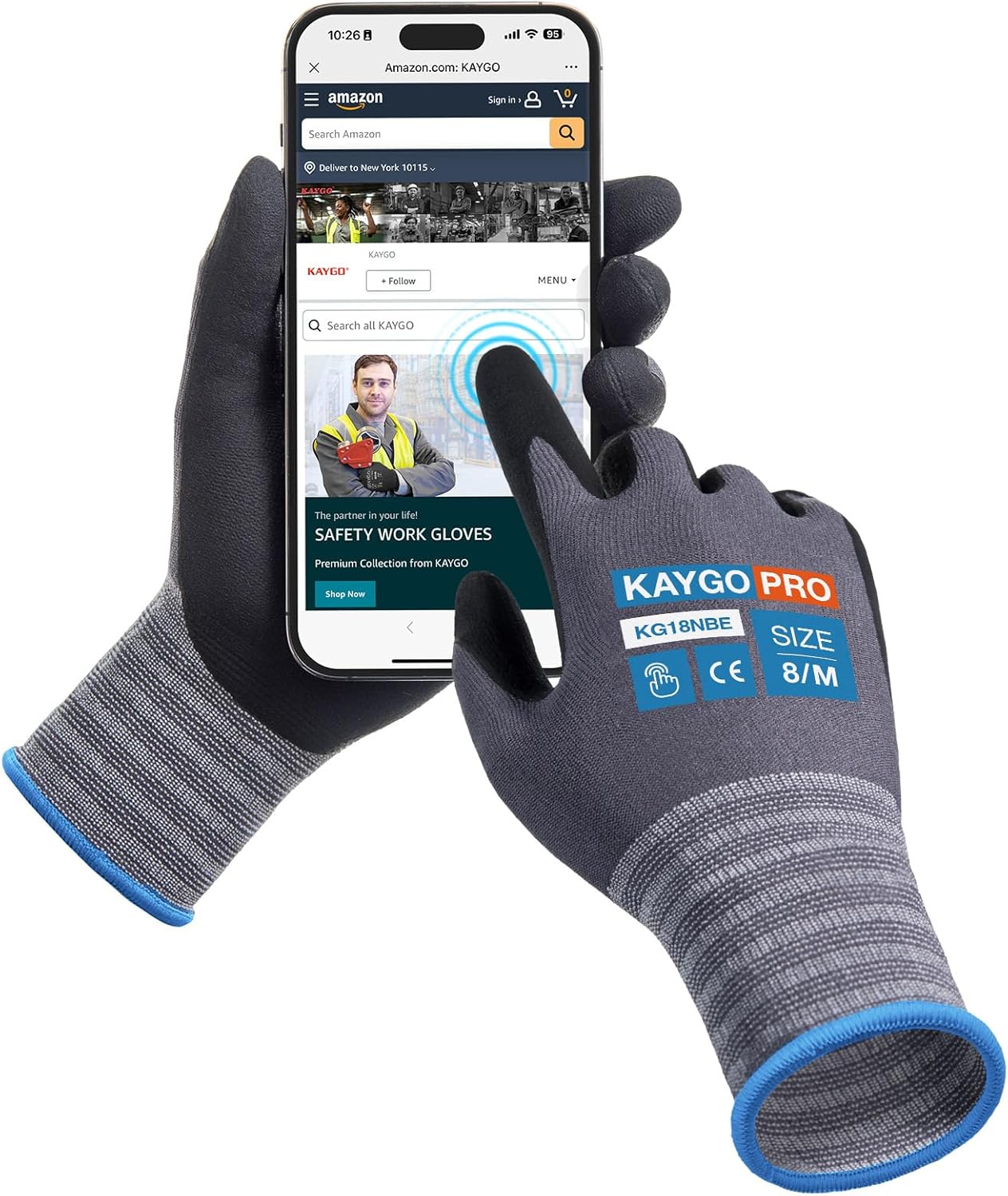 KAYGO Safety Work Gloves MicroFoam Nitrile Coated, 3 Pairs KG18NB,Seamless Knit Nylon Glove for Men and Women, Ideal for Automotive,Warehouse,Construction (Small,Gray)