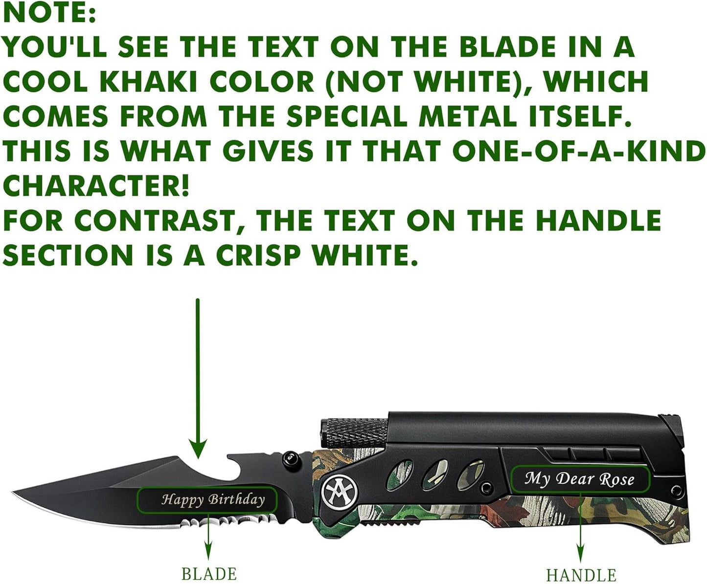 ALBATROSS 6-in-1 Survival Tactical Military Folding Pocket Knives with LED Light,Seatbelt Cutter,Glass Breaker,Magnesium Fire Starter,Bottle Opener;Multi-Function Emergency Tool(Black)
