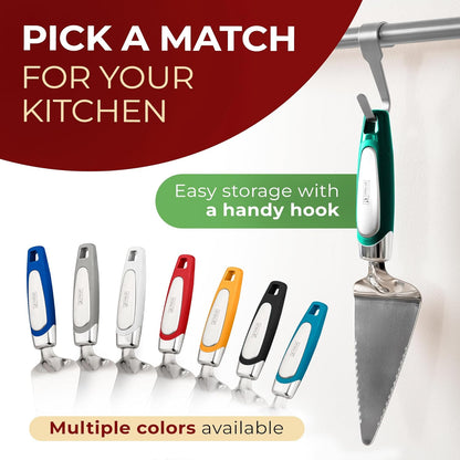 Orblue Pie Server, Essential Kitchen Tool, Serrated on Both Sides, Great for Right or Left Handed Chef, Stainless Steel Flatware , Cake Cutter,White