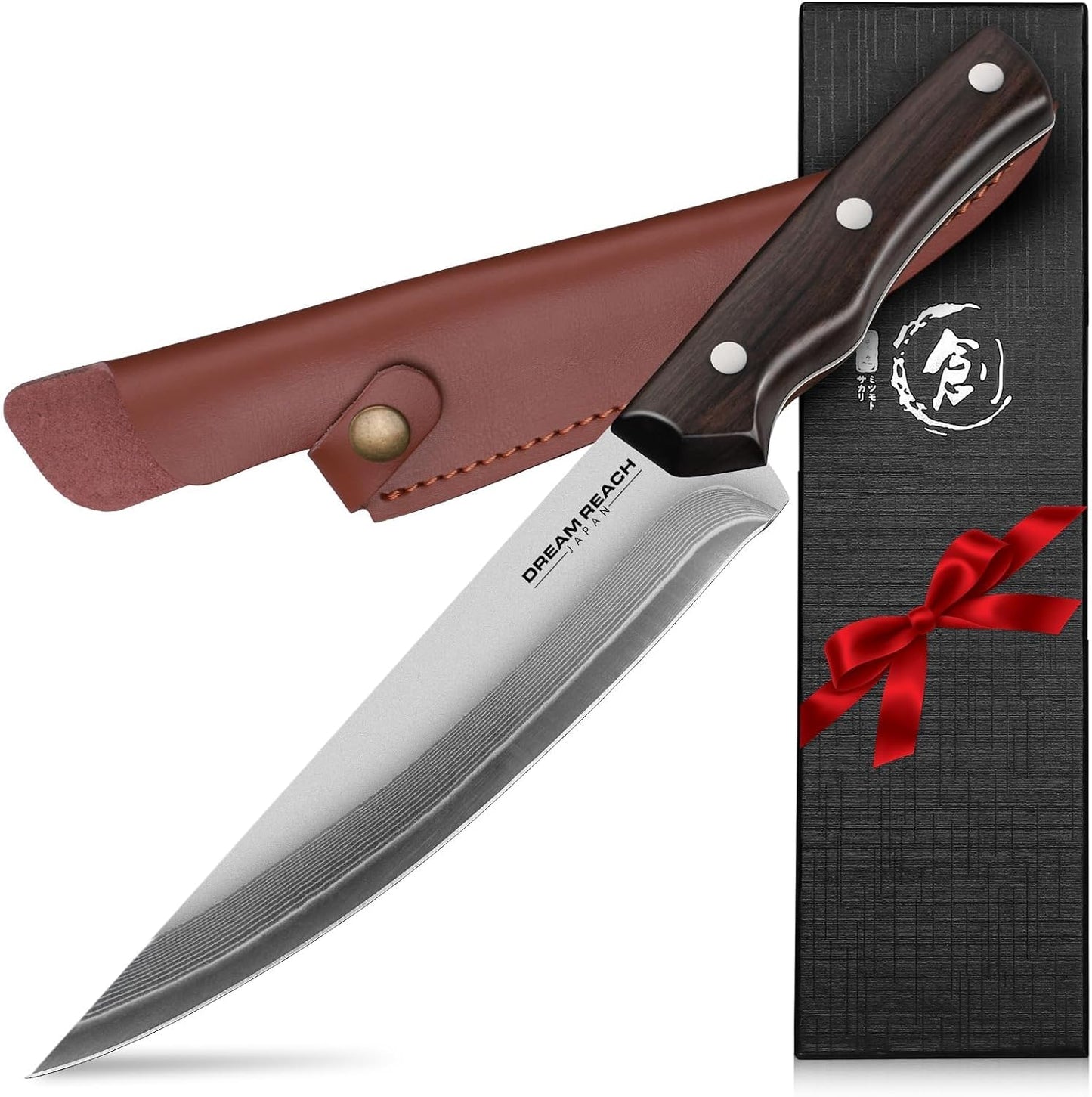 Dream Reach Boning Knife for Meat Cutting 5.2 inch Japanese VG10 Steel Core Deboning Knife for Butchering-Razor Sharp Damascus Fillet Knives for Kitchen Outdoor (Rose Series)