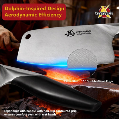 6-Inch Meat Cleaver Butcher Knife – 1.2 lbs Lightweight Chinese Cleaver for Small Hands, Seniors & Women – Sharp 9Cr18MoV Vegetable Cleaver for BBQ, Bones & Home Kitchen
