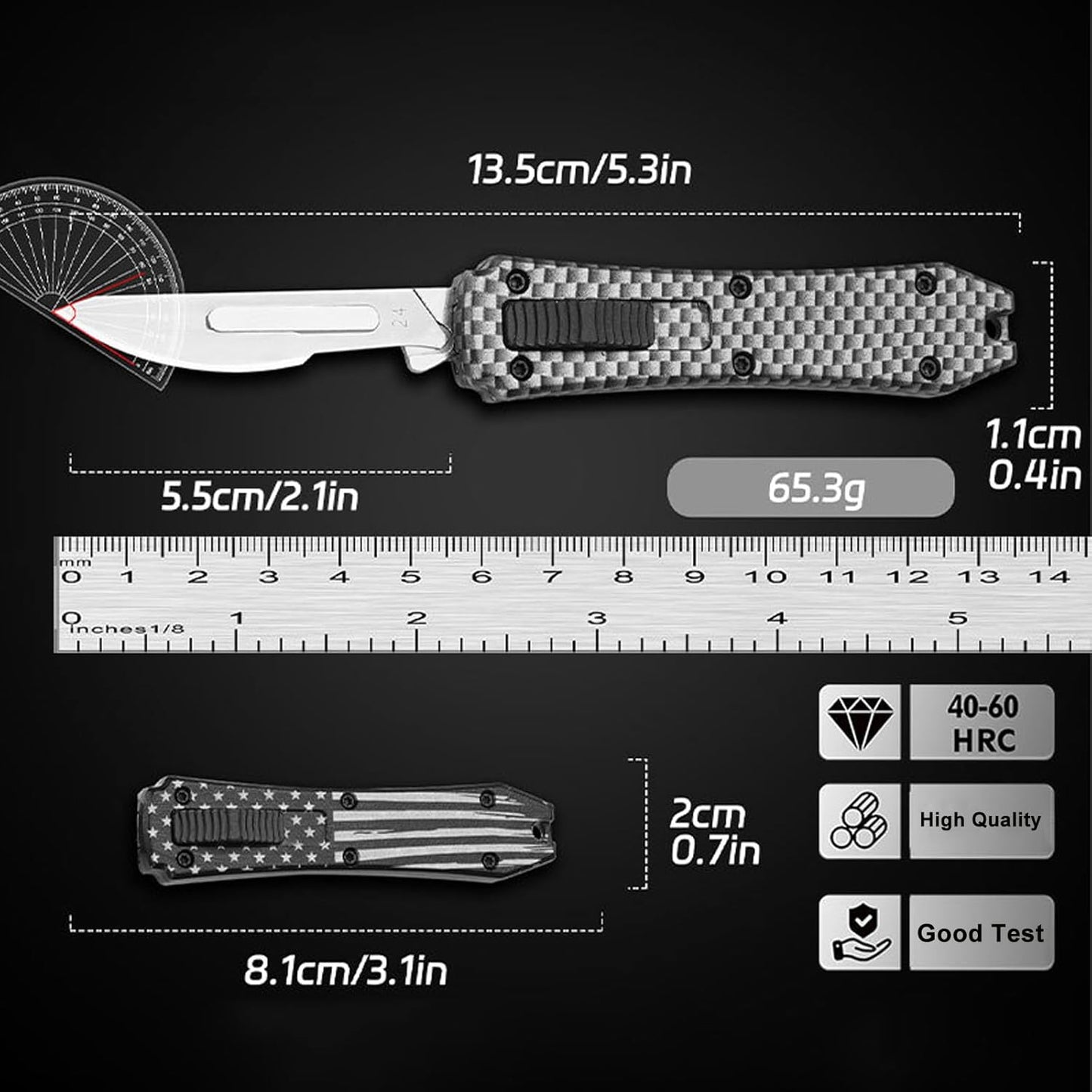 Auto Retractable Utility Knife, Automatic Scalpel Knife with 10PCS #24 Blades, Safety Box Cutter, Razor Blades Utility Knives
