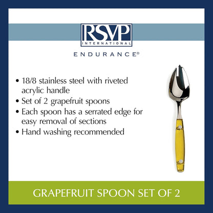 RSVP International Endurance Grapefruit Tool Collection Stainless Steel, Dishwasher Safe, Double Knife
