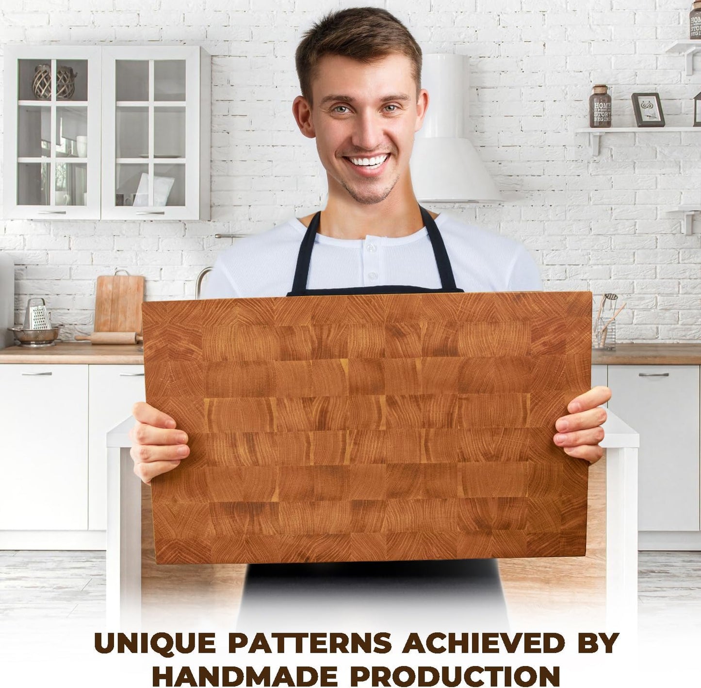 Wooden Cutting Board for Kitchen (16 x 12 In Oak Wood) – Premium Kitchen Chopping Board for Meat Cheese and Vegetables [1.5 in Thick] – Butcher Block Kitchen Essentials for Cooking - End Grain Board